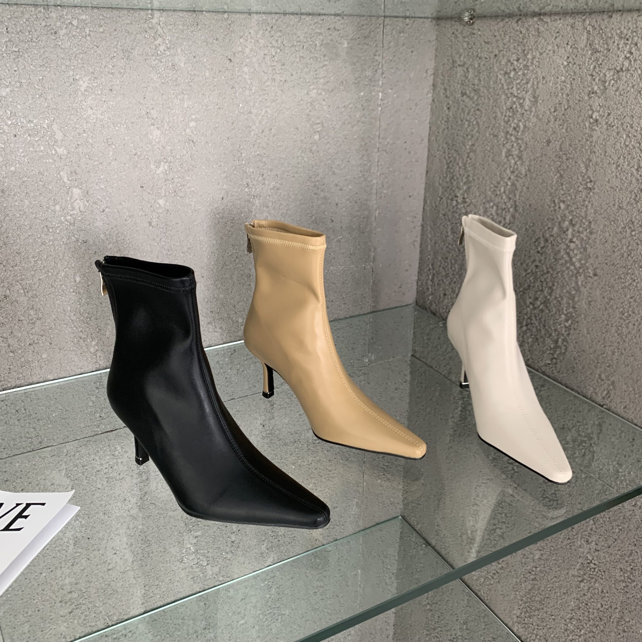 BUBUFLY 2023 New Fall Winter Slim Ankle Boots Pointed Toe Stiletto Heel Women Fashion Boots High Heel Soft Leather Office Work Boots - Image 4
