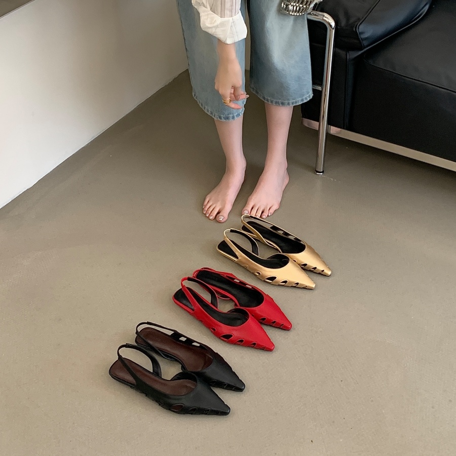 DIAIRIZ Retro Chunky Heel Hollow Pointed Toe Women's Sandals 2026 Summer New Design Backless Roman Sandals