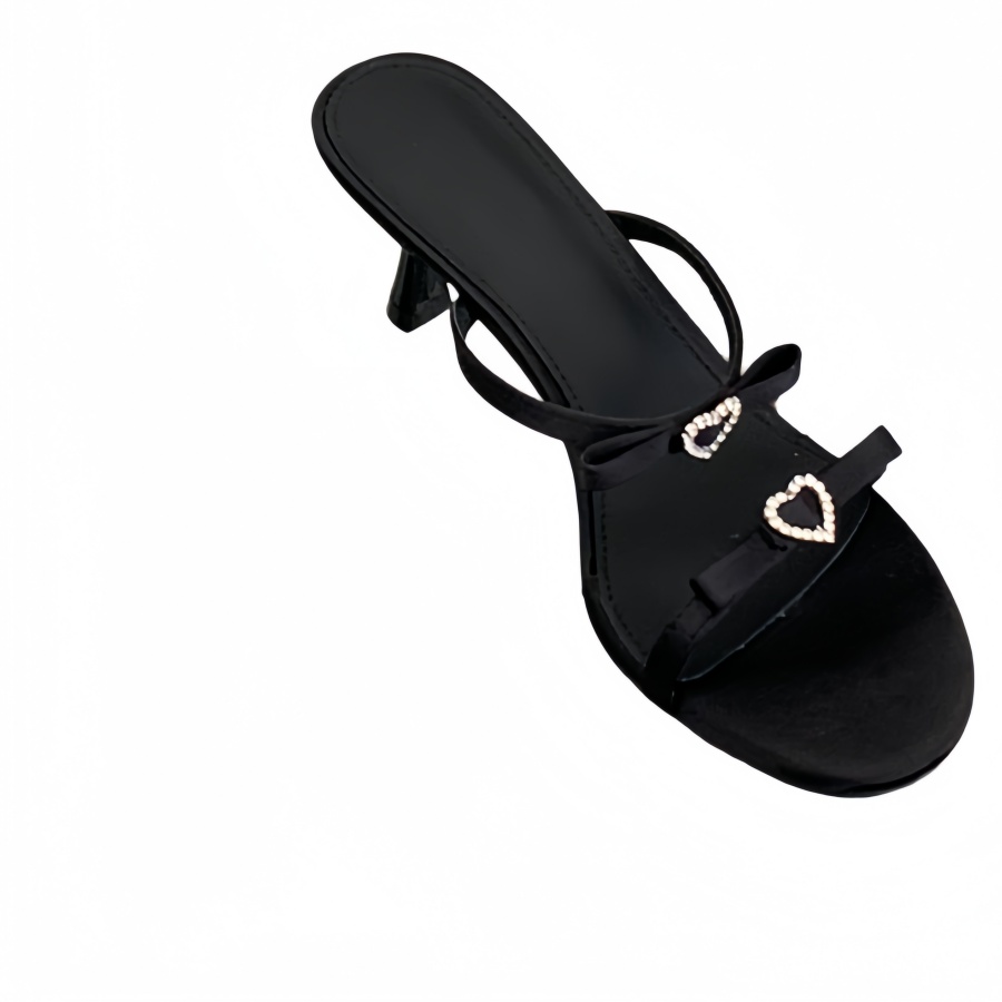 DIAIRIZ Women's High Heel Sandals Summer Butterfly Bow Thin Heel Strappy Slippers Black Silver Gold - Image 5
