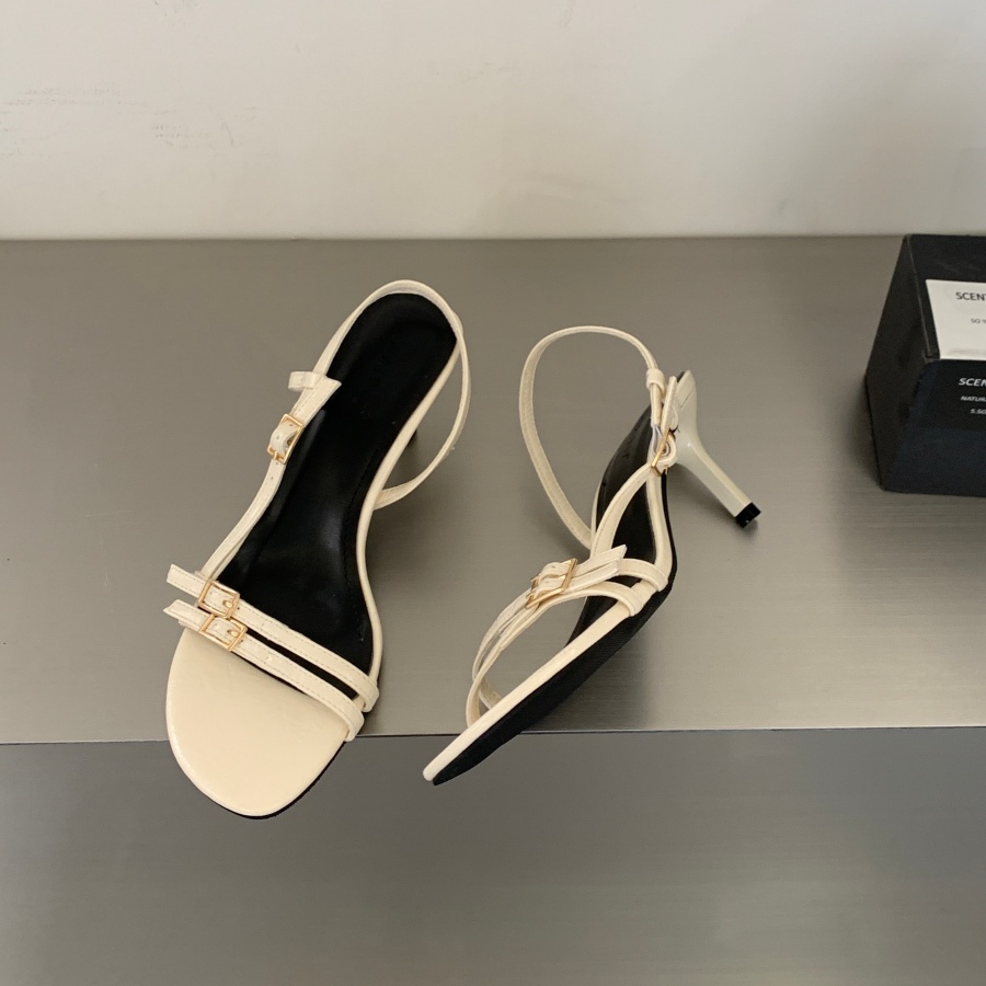 French Kitten Heel Open Toe Sandals for Women 2026 Summer New OL Commuter Shoes Back Strap High Heels Versatile - Image 3