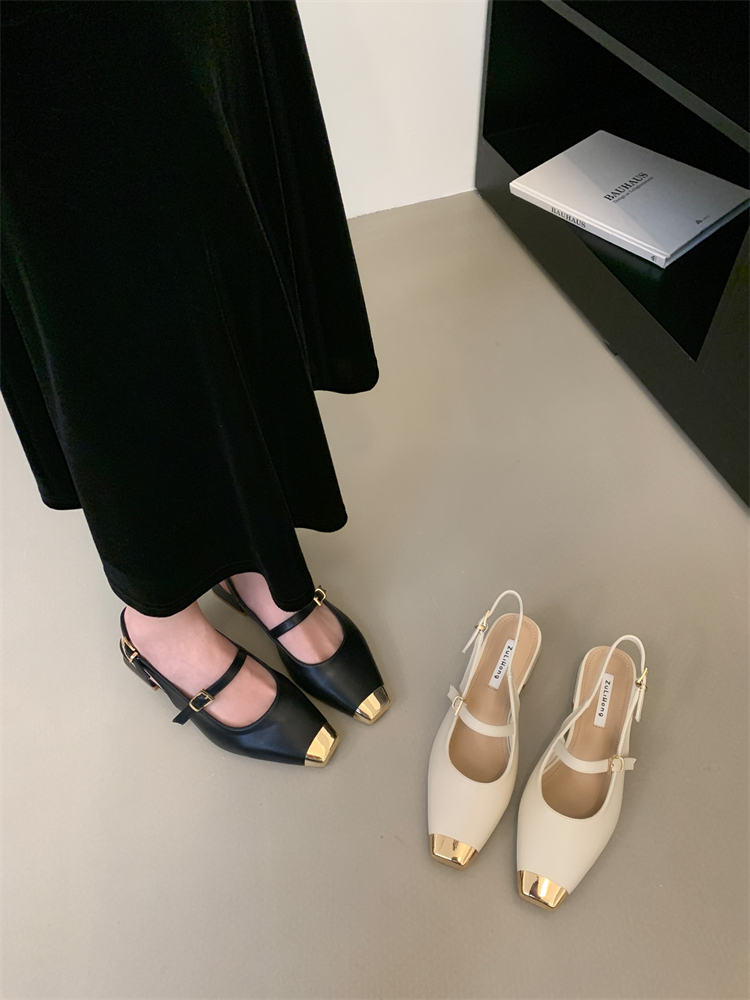 French Retro Chanel Style Chunky Heel Closed Toe Slippers for Women Autumn Versatile Black Office Backless Shoes