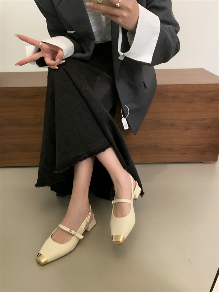 French Retro Chanel Style Chunky Heel Closed Toe Slippers for Women Autumn Versatile Black Office Backless Shoes - Image 3
