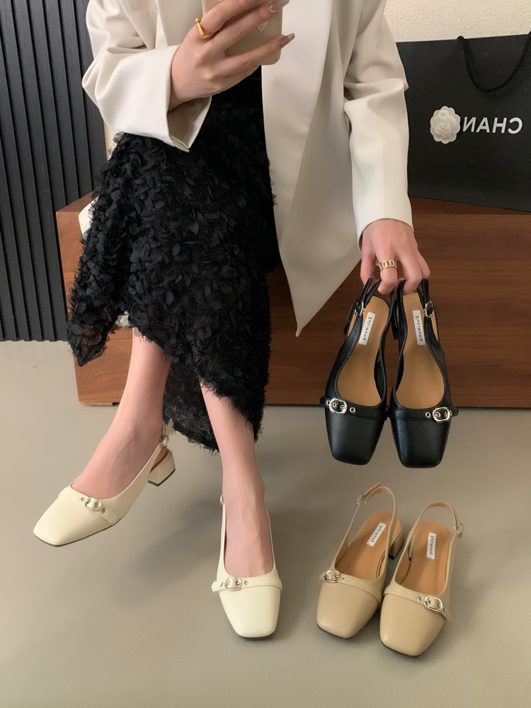 French Style Chunky Heel Mary Jane Shoes 2024 New Autumn Spring Dress Women's Comfortable Versatile Low Top Shoes