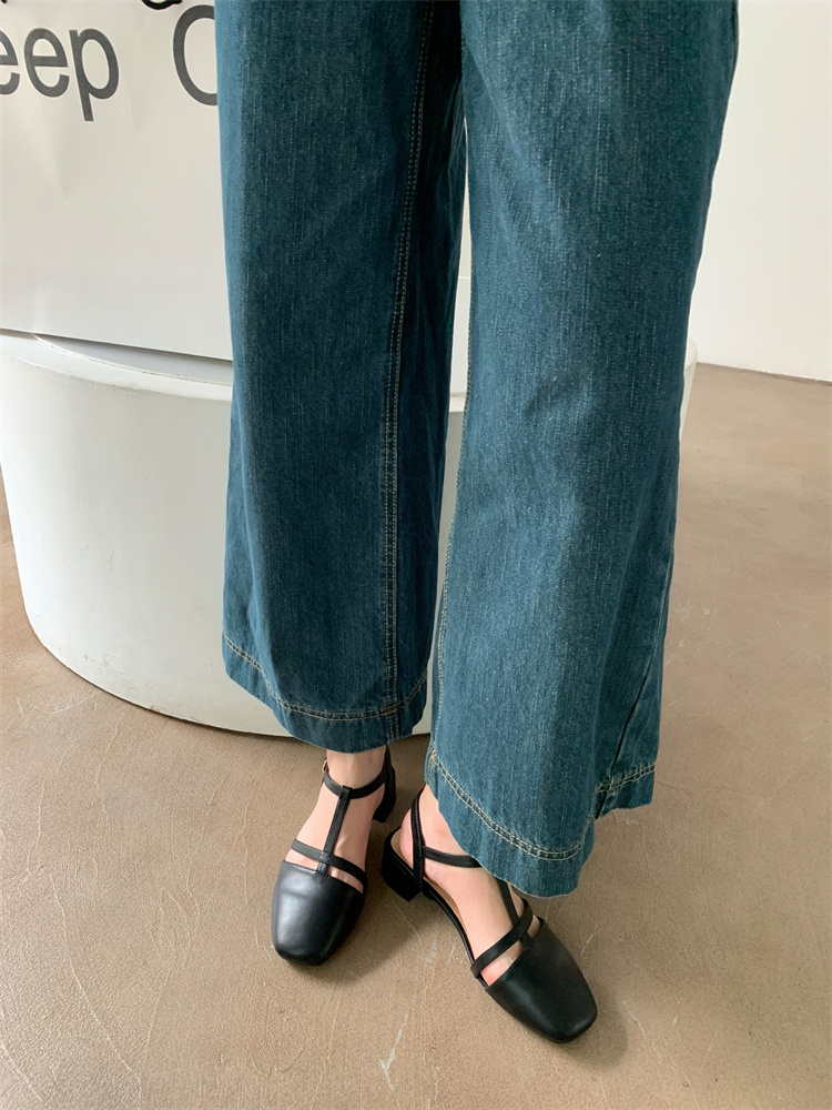 French Style Chunky Heel Mary Jane Shoes for Women 2024 Autumn New Open Toe Hollow Design Low Top Casual Shoes - Image 3