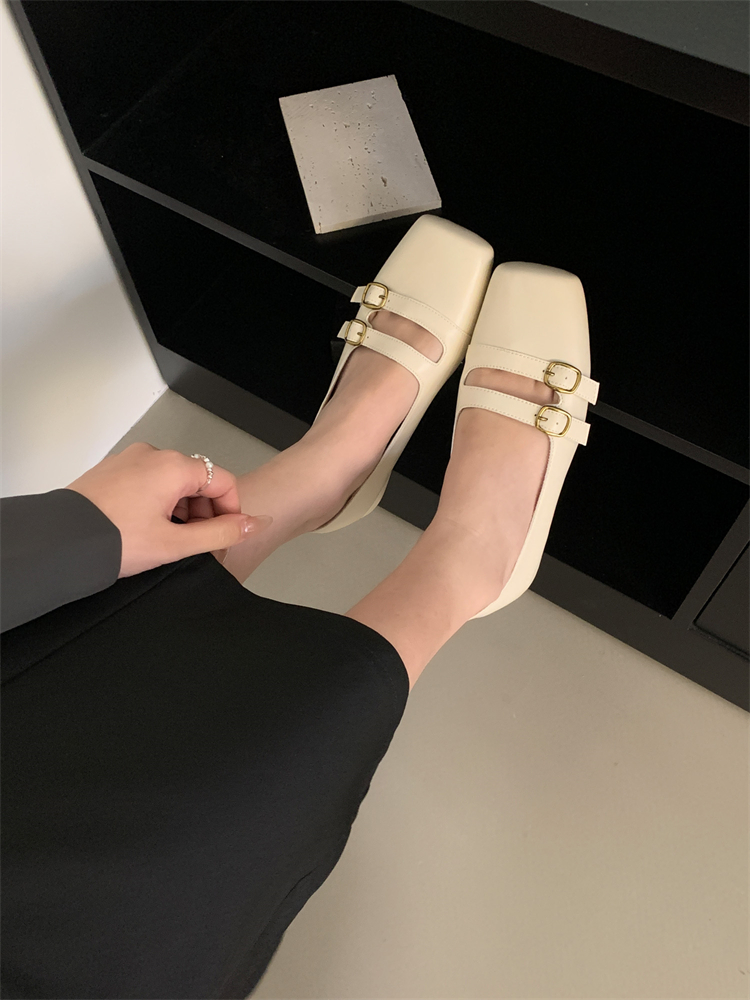 Korean Retro Square Toe Mary Jane Shoes for Women 2024 Spring Autumn New Style Simple Commuter Low Heel Shallow Mouth - Image 4