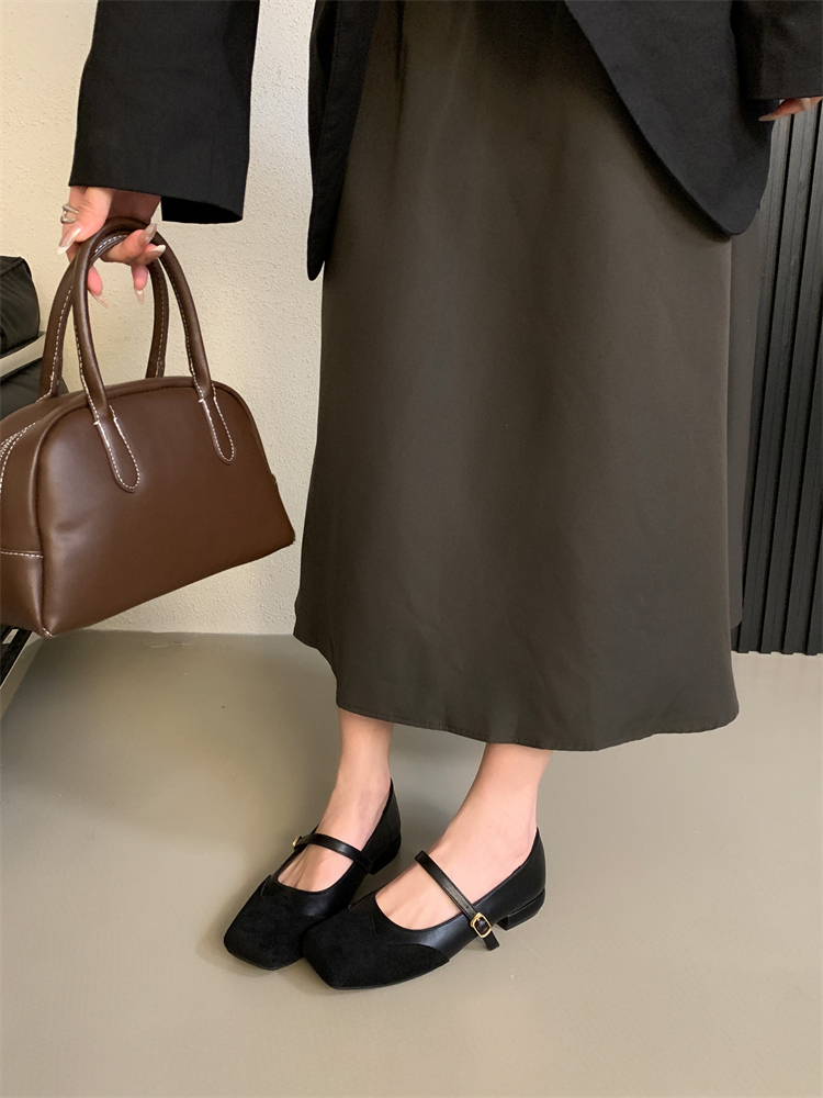 Vintage Square Toe Mary Jane Shoes for Women Low Heel Buckle Strap 2024 Fall - Image 2