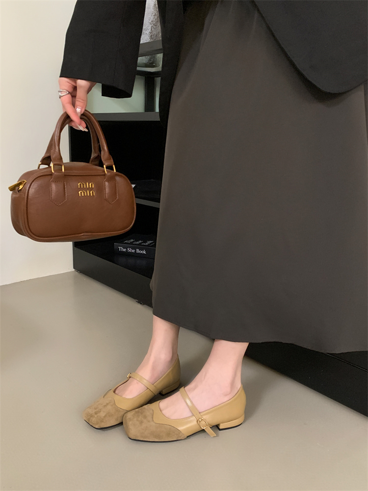 Vintage Square Toe Mary Jane Shoes for Women Low Heel Buckle Strap 2024 Fall - Image 3